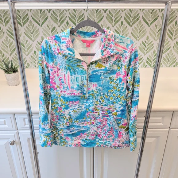 Lilly Pulitzer Skipper Popover Postcards From Positano Small Long Sleeve - Picture 2 of 10